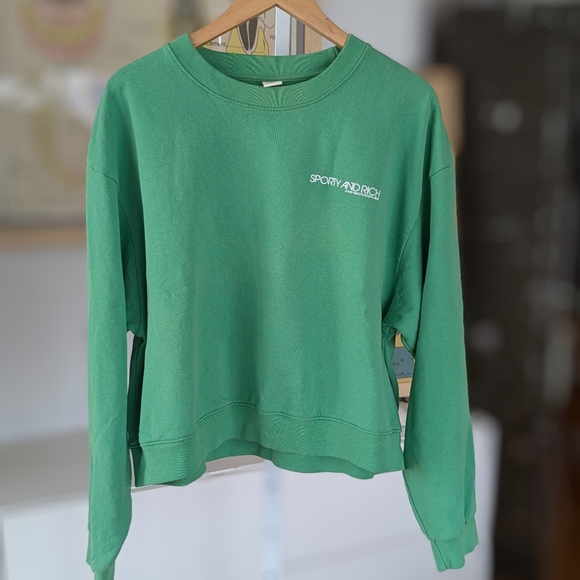 Sporty & Rich Tops - Bright green cropped sweatshirt XL